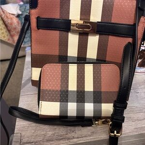 Stylish Checkered Brown and Black Women's Bag